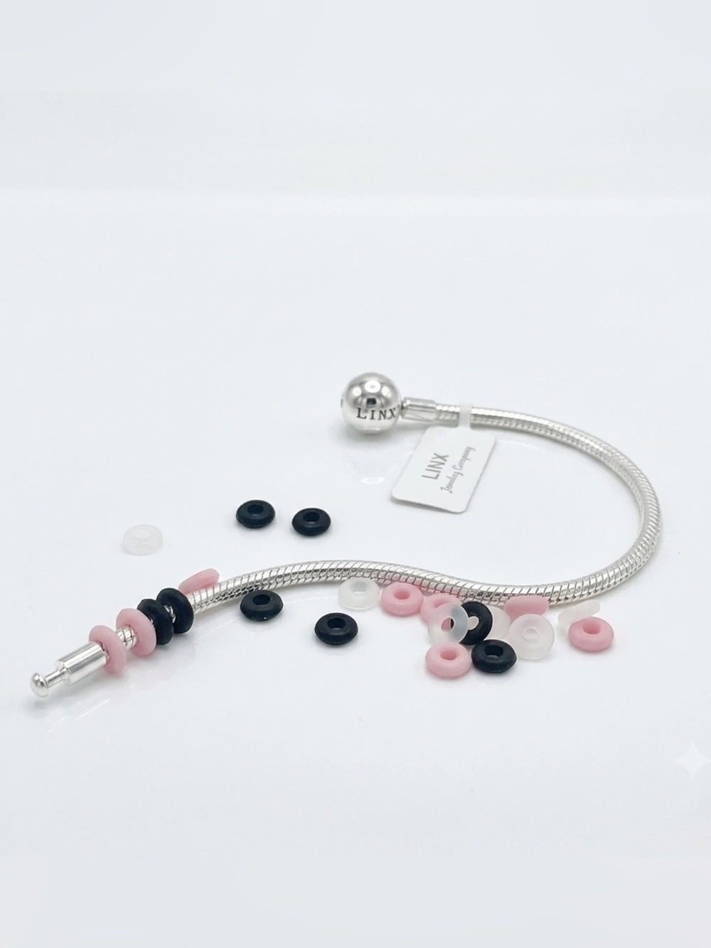 10pc Pink Black or Clear Silicone Bracelet Grips for Charm Bracelet